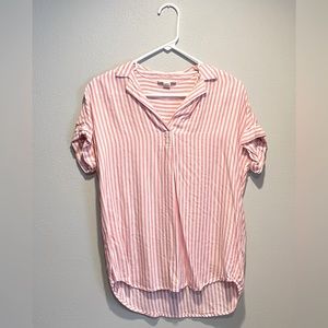Flowy pink and white striped shirt
